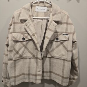 Calvin Klein Beige and Brown Checkered Jacket